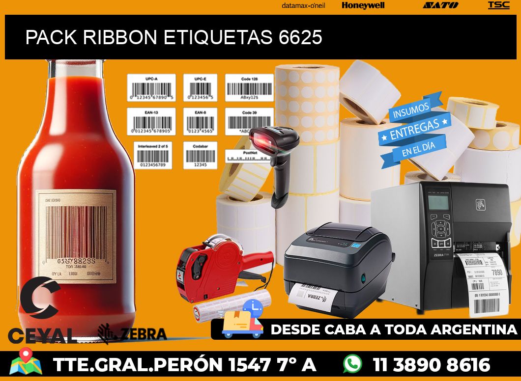 PACK RIBBON ETIQUETAS 6625