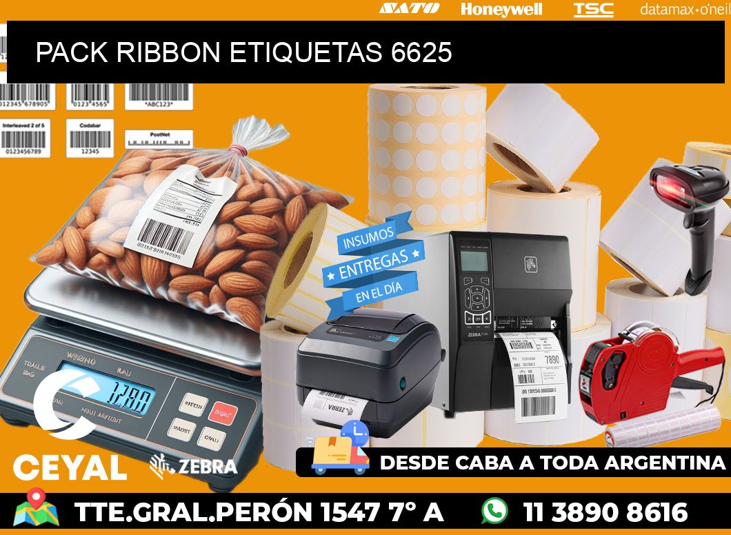 PACK RIBBON ETIQUETAS 6625