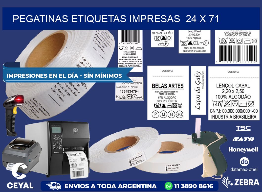 PEGATINAS ETIQUETAS IMPRESAS  24 x 71