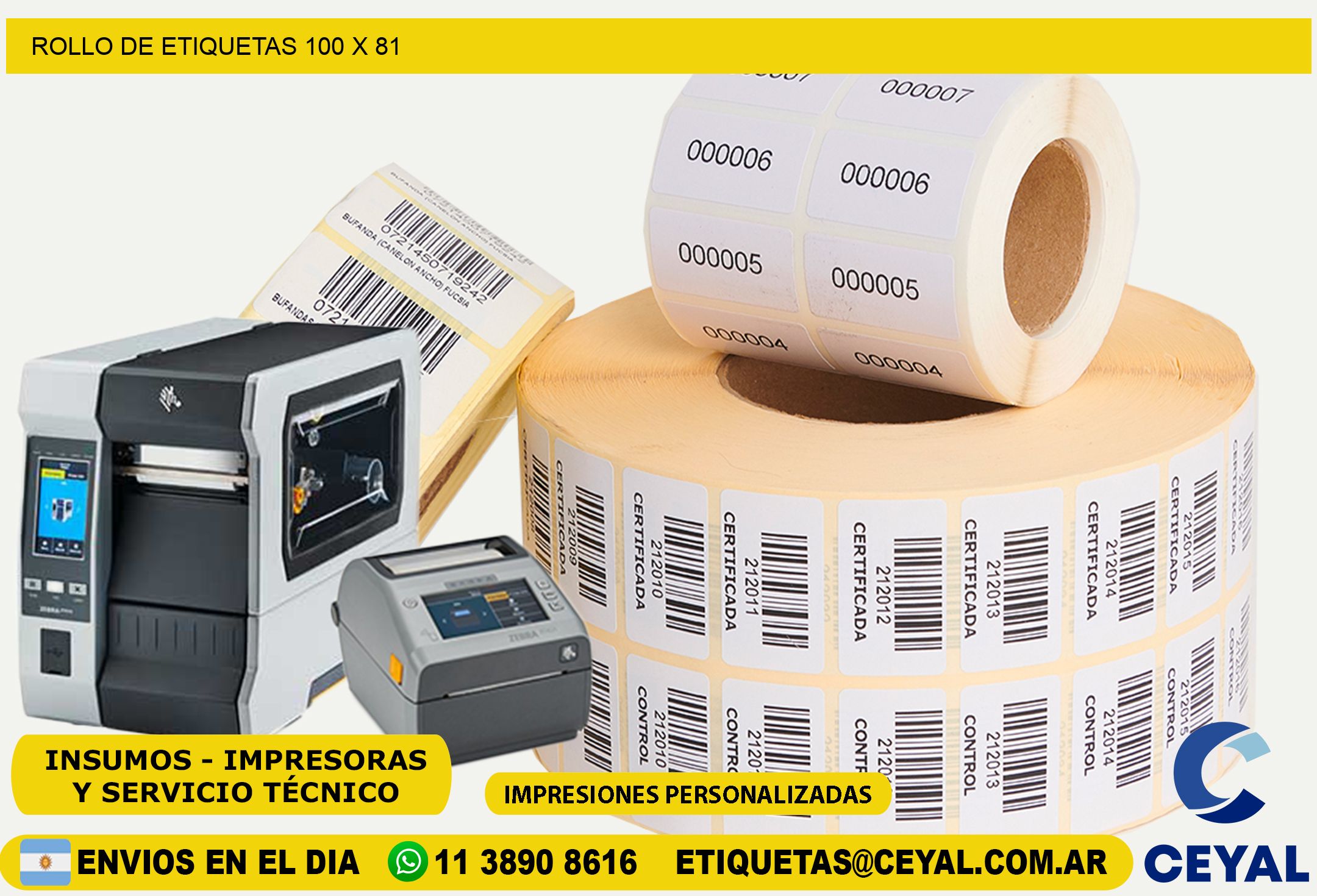 ROLLO DE ETIQUETAS 100 x 81