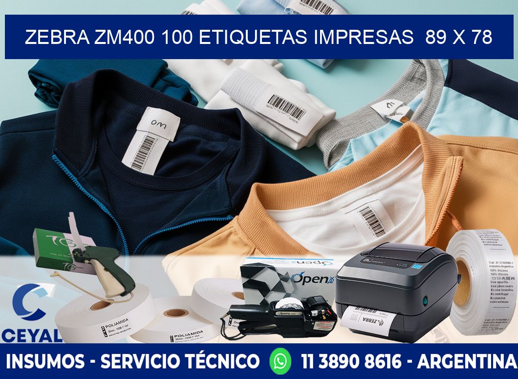 ZEBRA ZM400 100 ETIQUETAS IMPRESAS  89 x 78