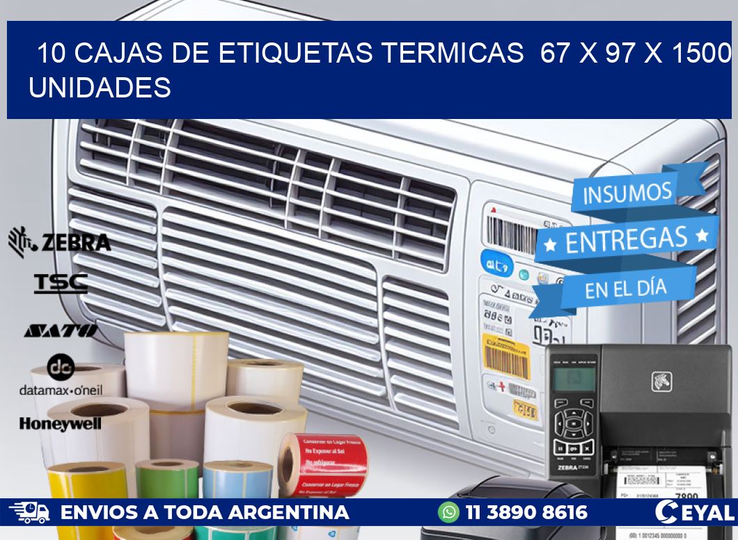 10 CAJAS DE ETIQUETAS TERMICAS  67 x 97 X 1500 UNIDADES