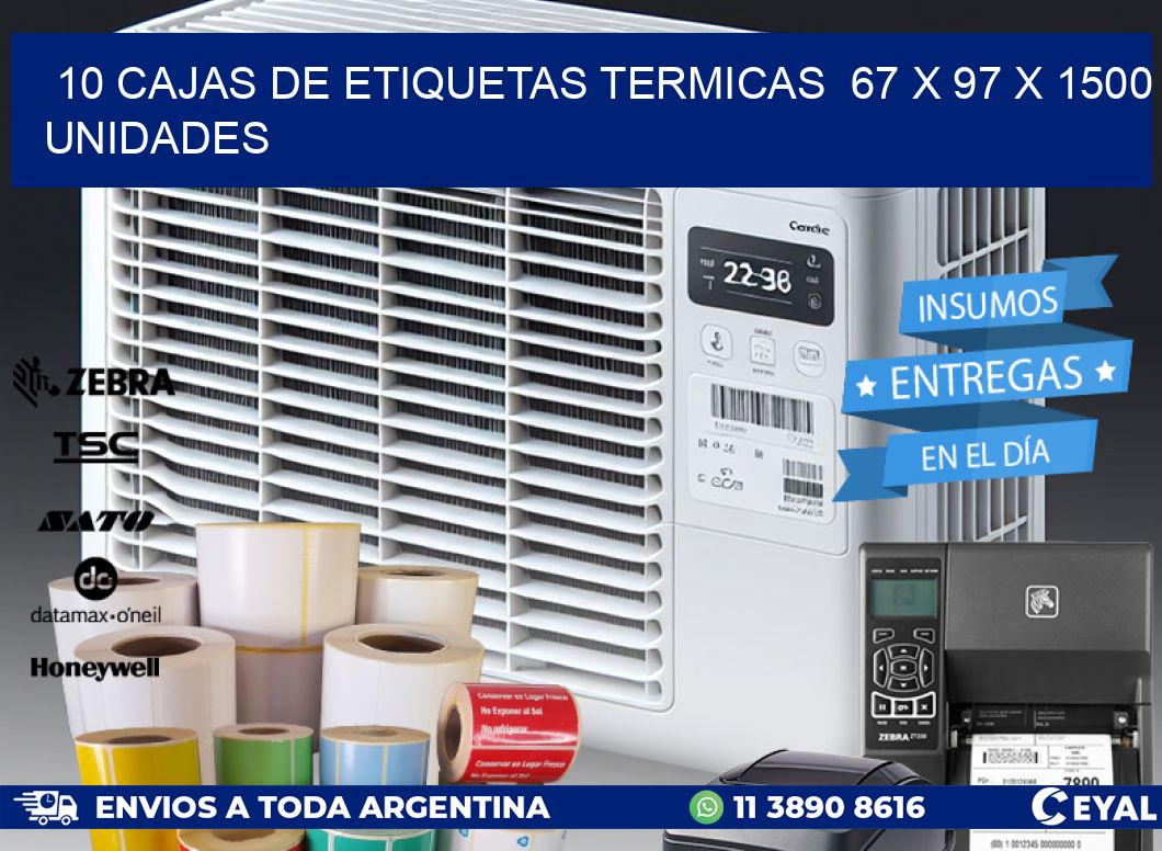 10 CAJAS DE ETIQUETAS TERMICAS  67 x 97 X 1500 UNIDADES