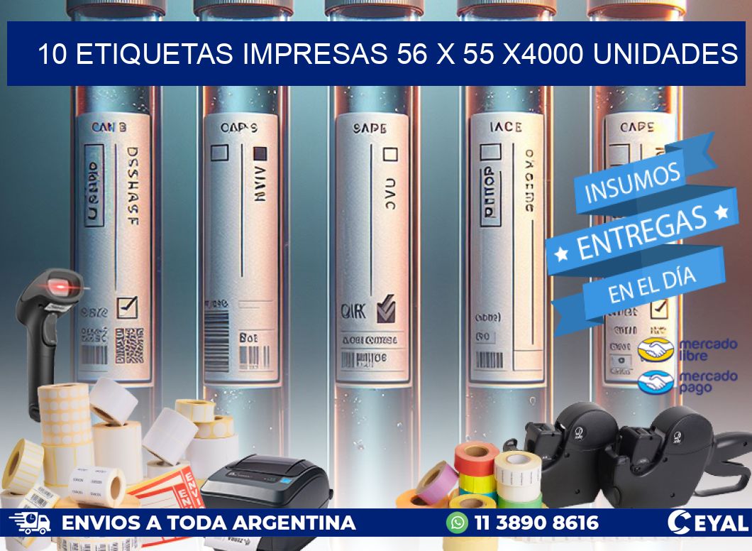 10 ETIQUETAS IMPRESAS 56 x 55 X4000 UNIDADES