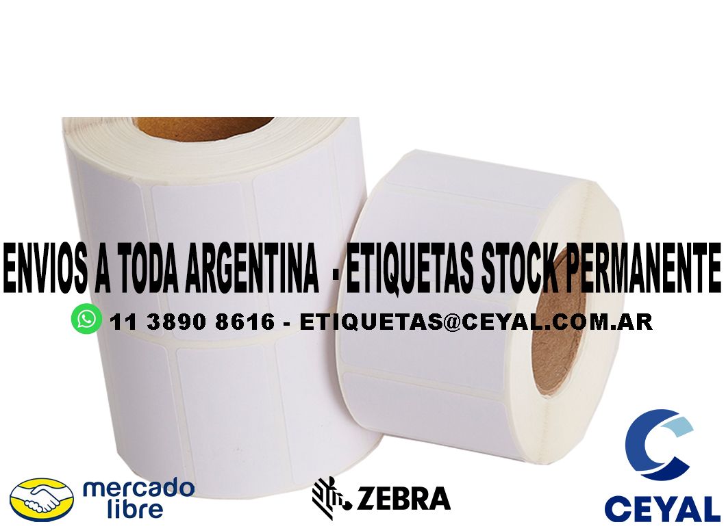 100 CAJAS DE ETIQUETAS TERMICAS 25 x 70 X 2500 UNIDADES