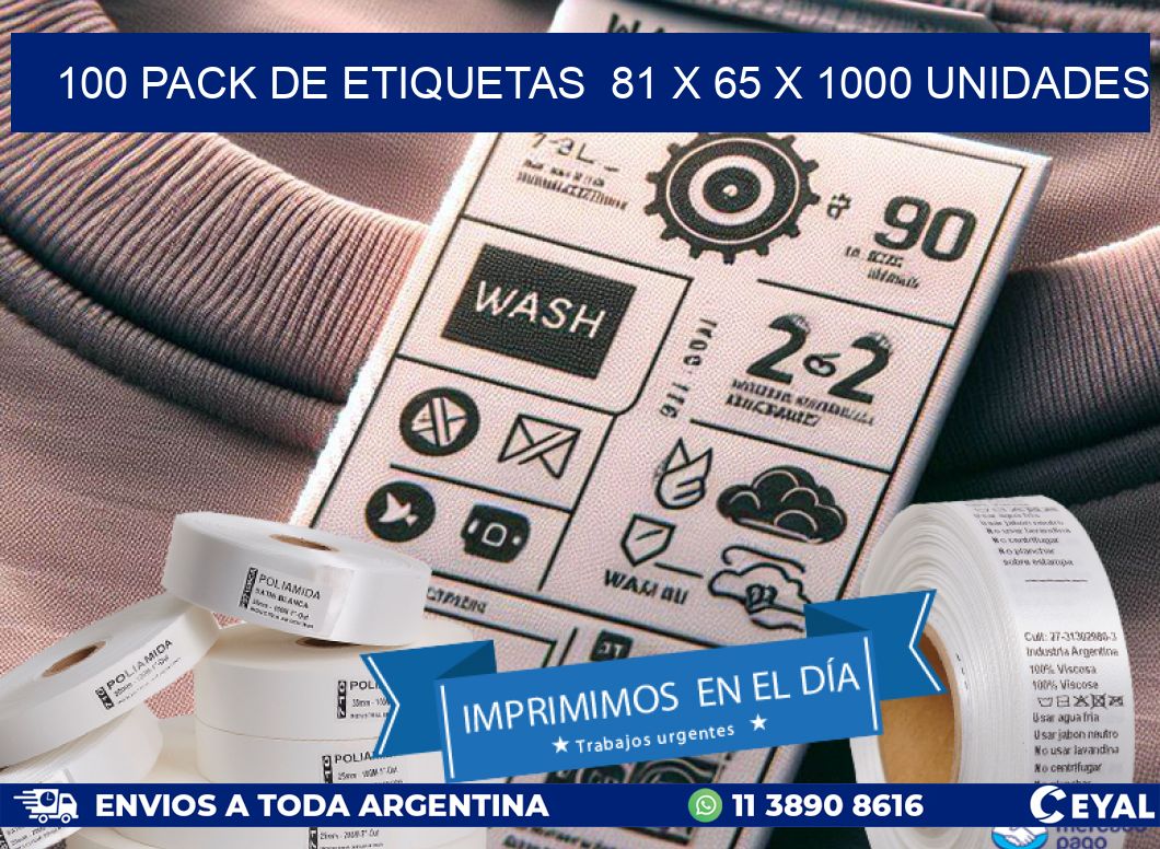 100 PACK DE ETIQUETAS  81 x 65 X 1000 UNIDADES