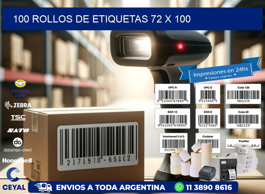 100 ROLLOS DE ETIQUETAS 72 x 100