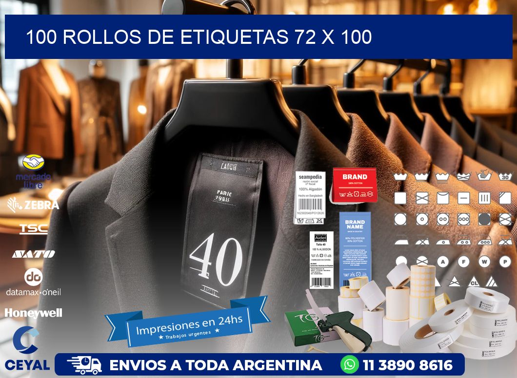 100 ROLLOS DE ETIQUETAS 72 x 100