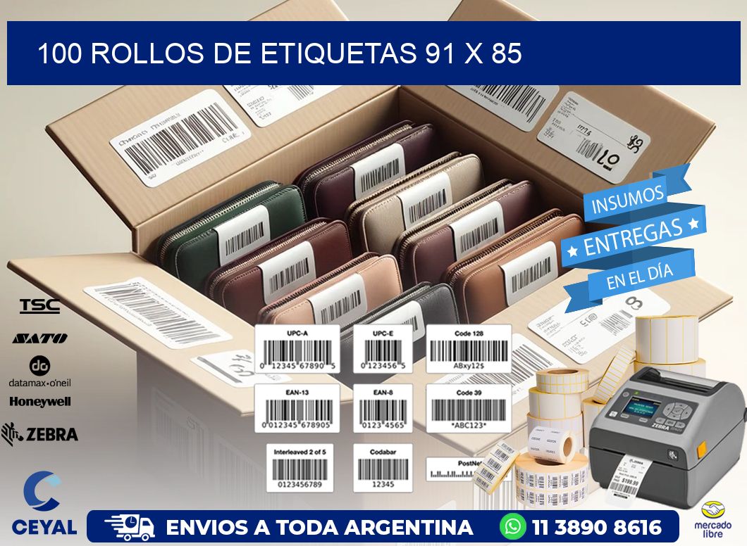 100 ROLLOS DE ETIQUETAS 91 x 85