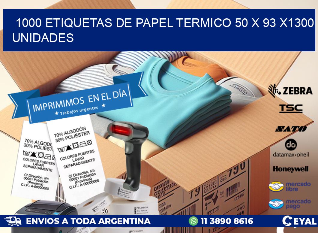 1000 ETIQUETAS DE PAPEL TERMICO 50 x 93 X1300 UNIDADES