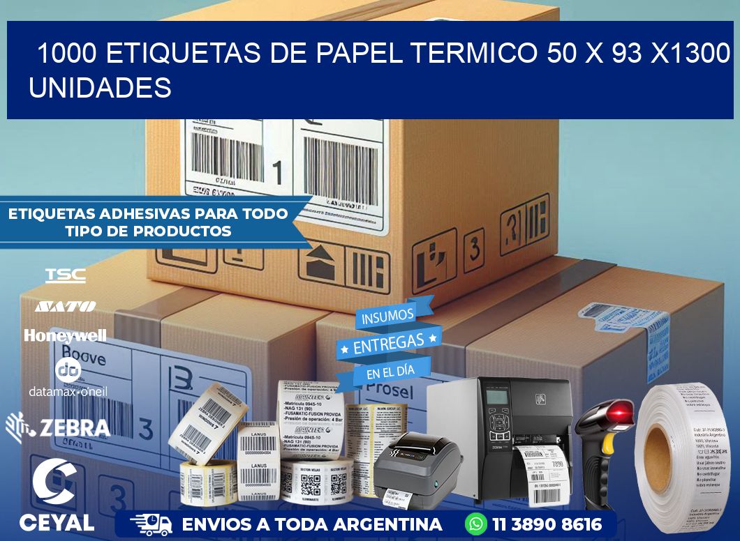 1000 ETIQUETAS DE PAPEL TERMICO 50 x 93 X1300 UNIDADES