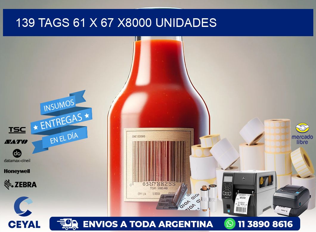 139 TAGS 61 x 67 X8000 UNIDADES