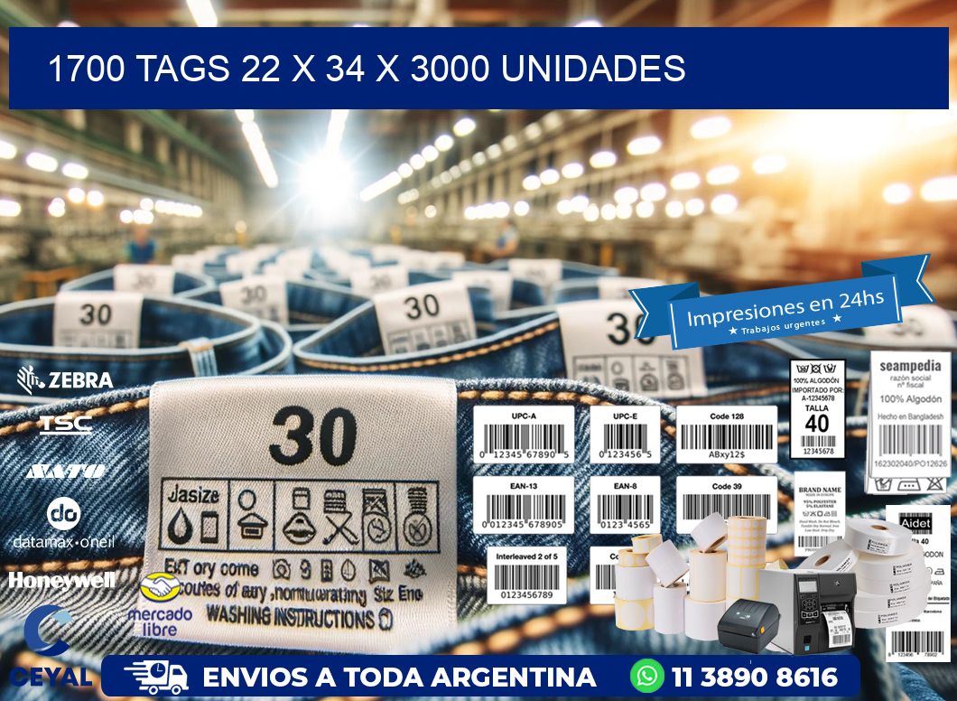 1700 TAGS 22 x 34 X 3000 UNIDADES