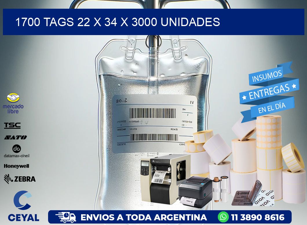 1700 TAGS 22 x 34 X 3000 UNIDADES