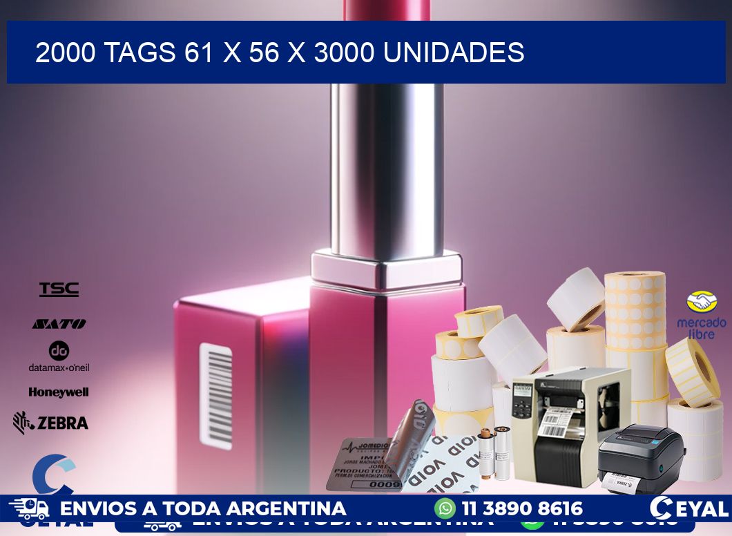 2000 TAGS 61 x 56 X 3000 UNIDADES