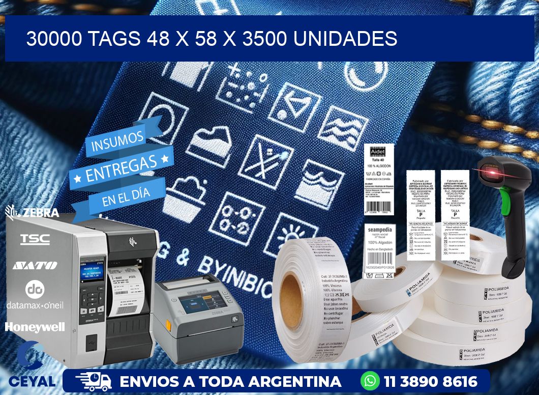 30000 TAGS 48 x 58 X 3500 UNIDADES