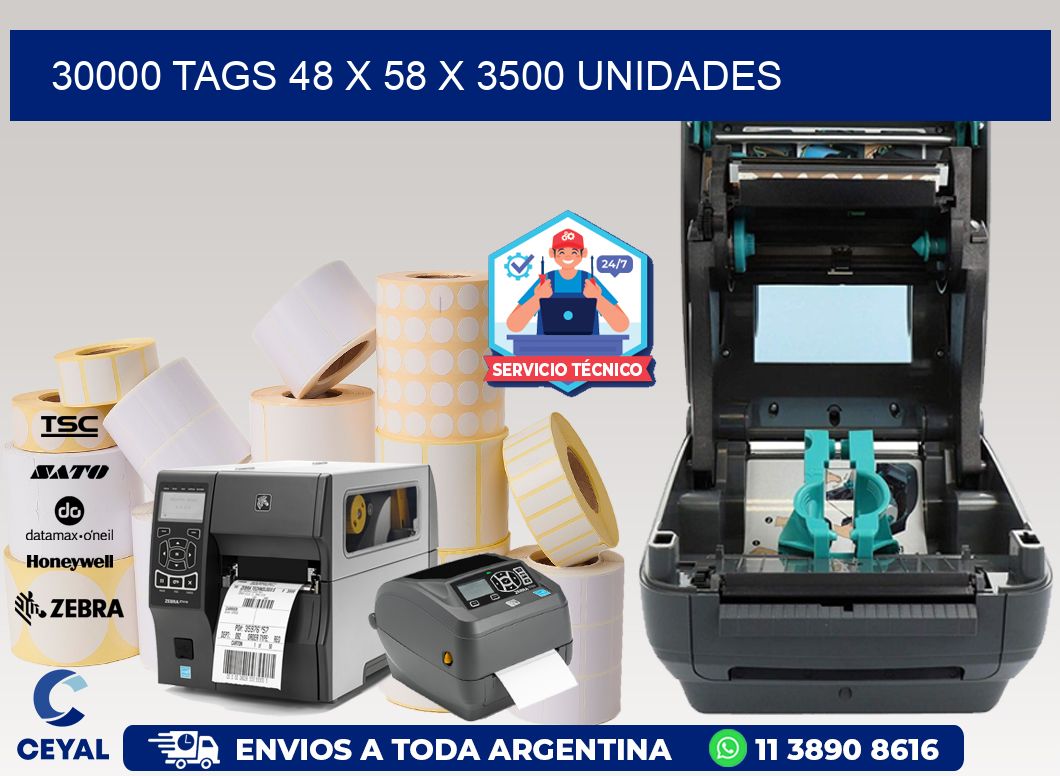 30000 TAGS 48 x 58 X 3500 UNIDADES