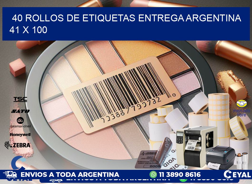 40 ROLLOS DE ETIQUETAS ENTREGA ARGENTINA 41 x 100