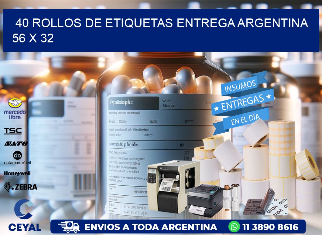 40 ROLLOS DE ETIQUETAS ENTREGA ARGENTINA 56 x 32