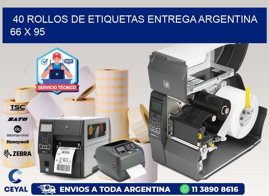 40 ROLLOS DE ETIQUETAS ENTREGA ARGENTINA 66 x 95