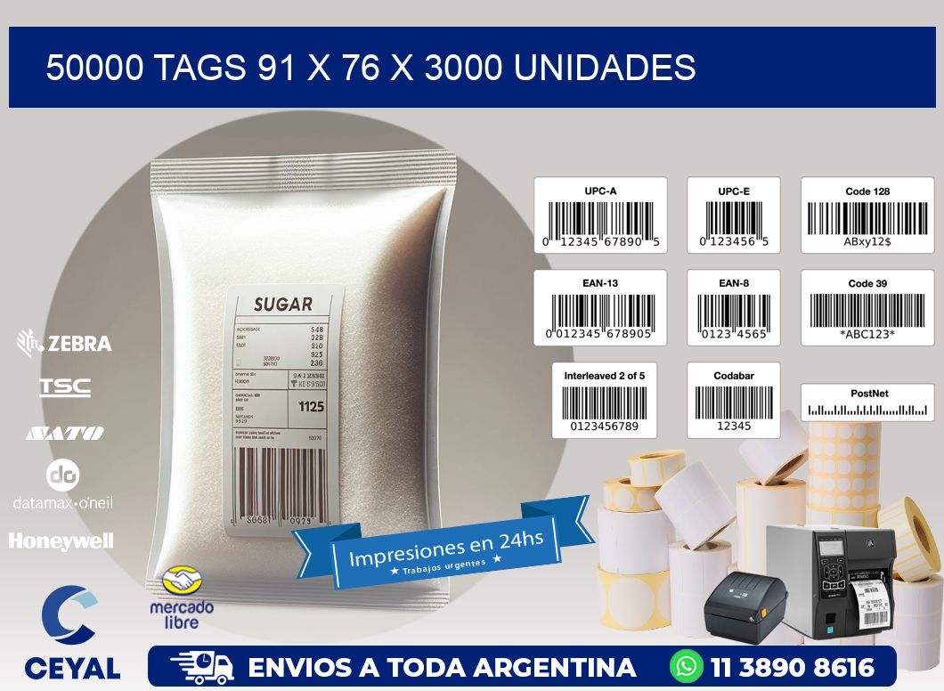 50000 TAGS 91 x 76 X 3000 UNIDADES