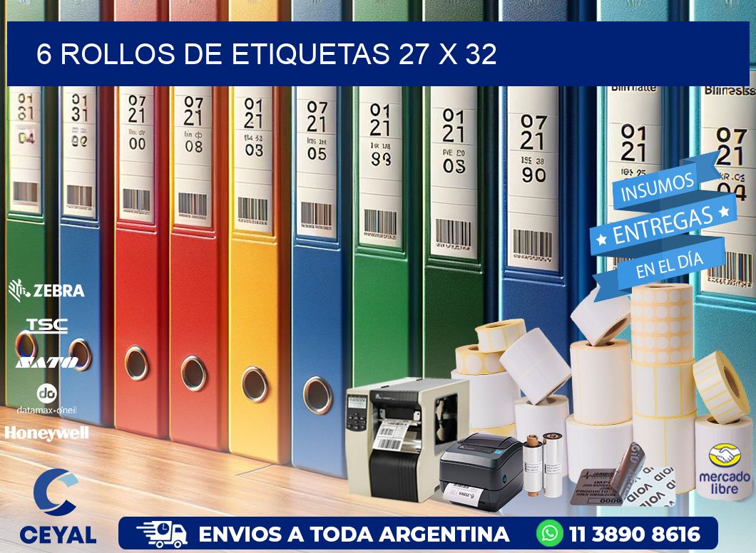 6 ROLLOS DE ETIQUETAS 27 x 32