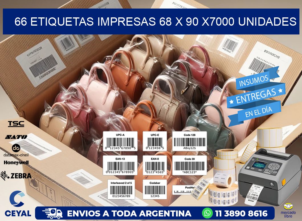 66 ETIQUETAS IMPRESAS 68 x 90 X7000 UNIDADES