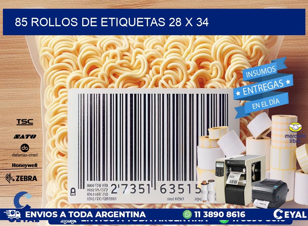 85 ROLLOS DE ETIQUETAS 28 x 34