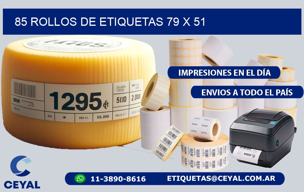 85 ROLLOS DE ETIQUETAS 79 x 51