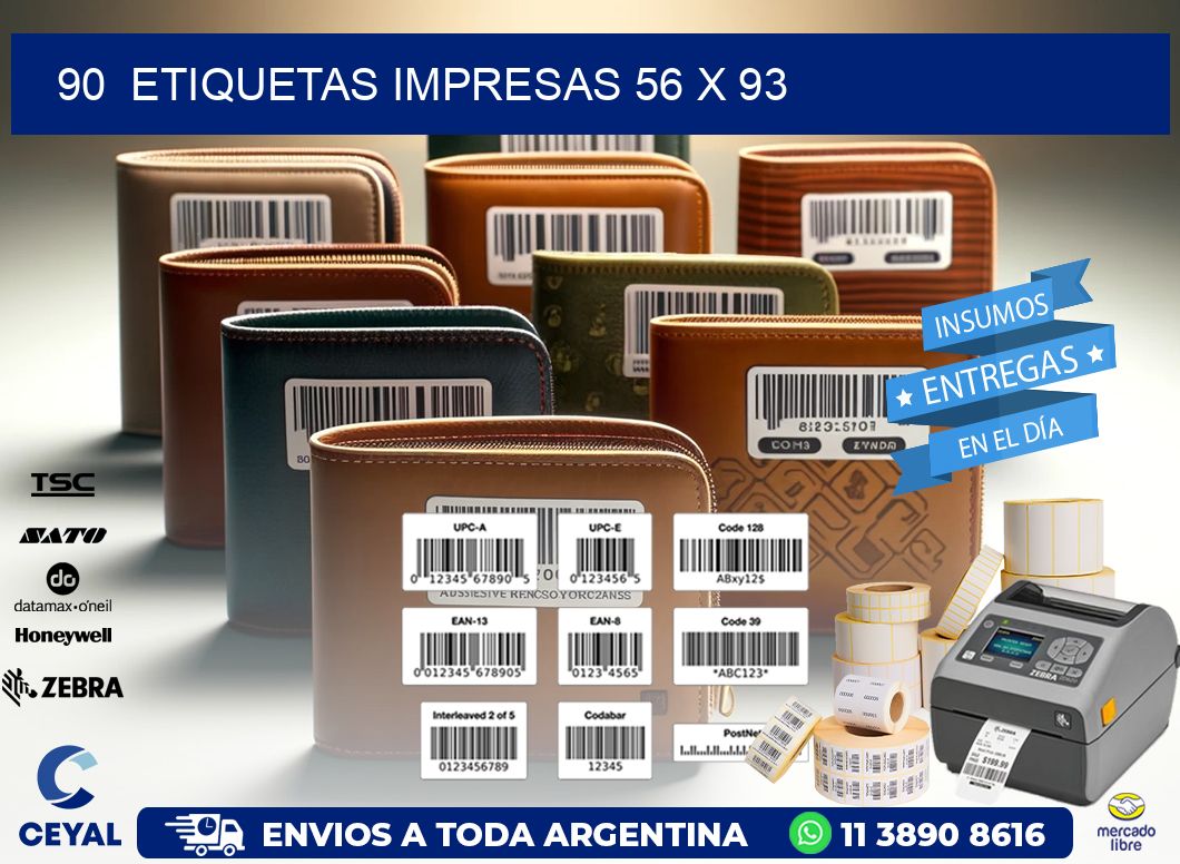 90  ETIQUETAS IMPRESAS 56 x 93