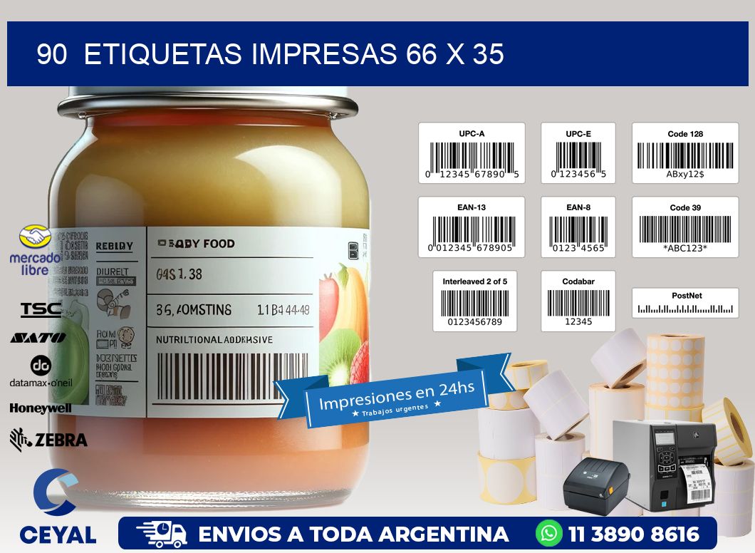 90  ETIQUETAS IMPRESAS 66 x 35