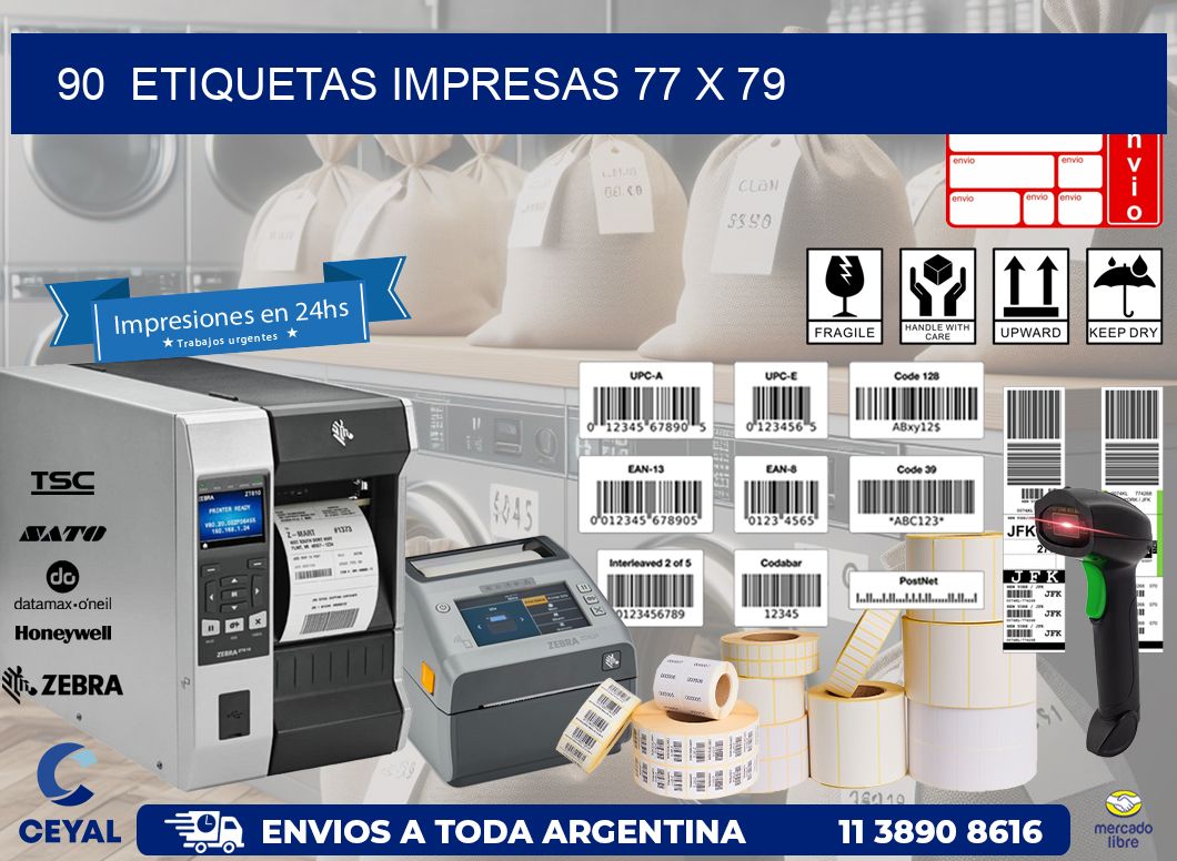 90  ETIQUETAS IMPRESAS 77 x 79