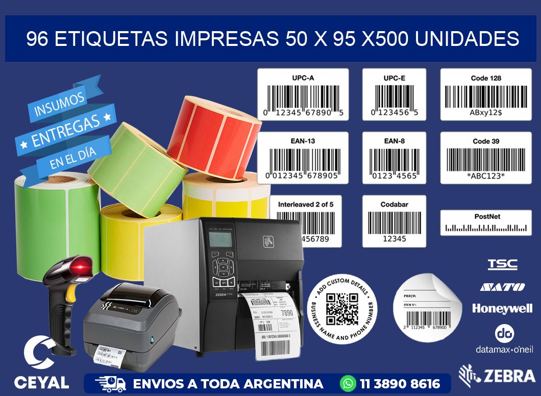 96 ETIQUETAS IMPRESAS 50 x 95 x500 UNIDADES