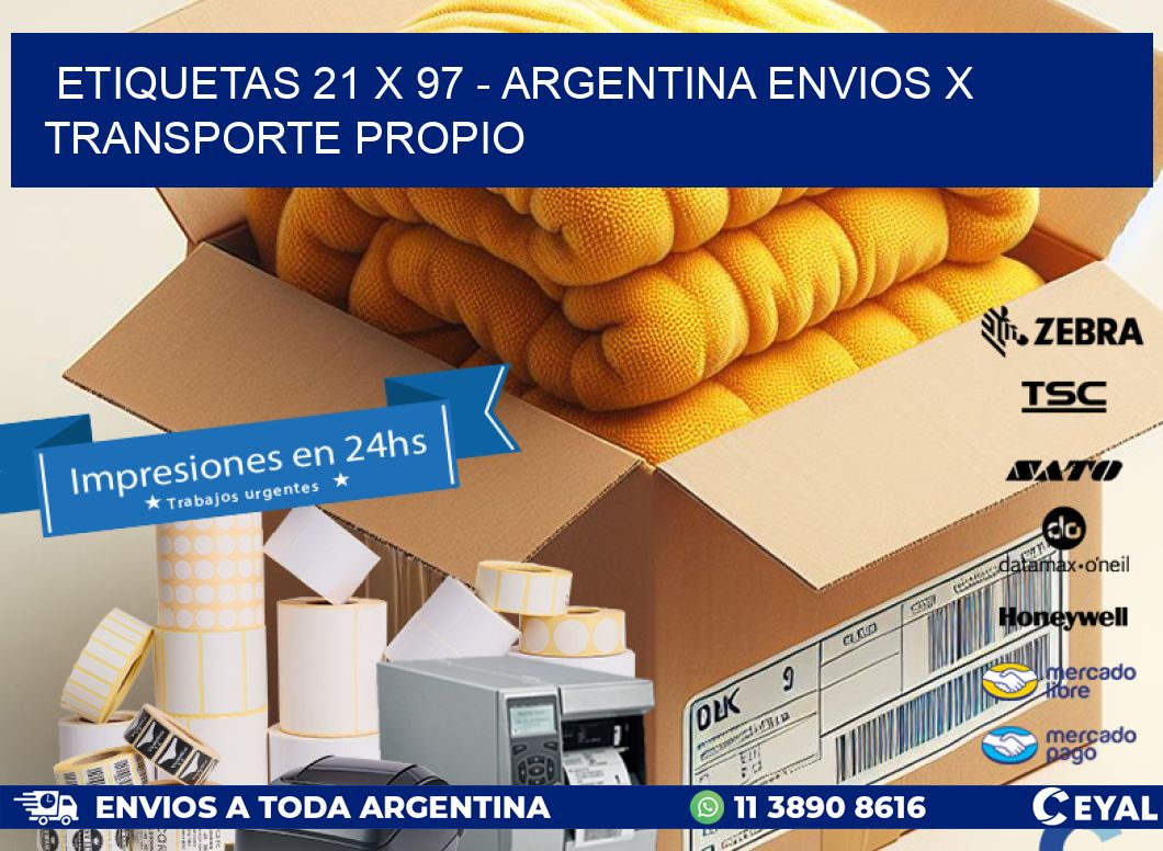 ETIQUETAS 21 x 97 - ARGENTINA ENVIOS X TRANSPORTE PROPIO