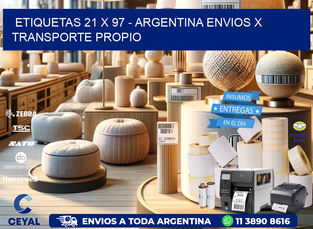 ETIQUETAS 21 x 97 - ARGENTINA ENVIOS X TRANSPORTE PROPIO