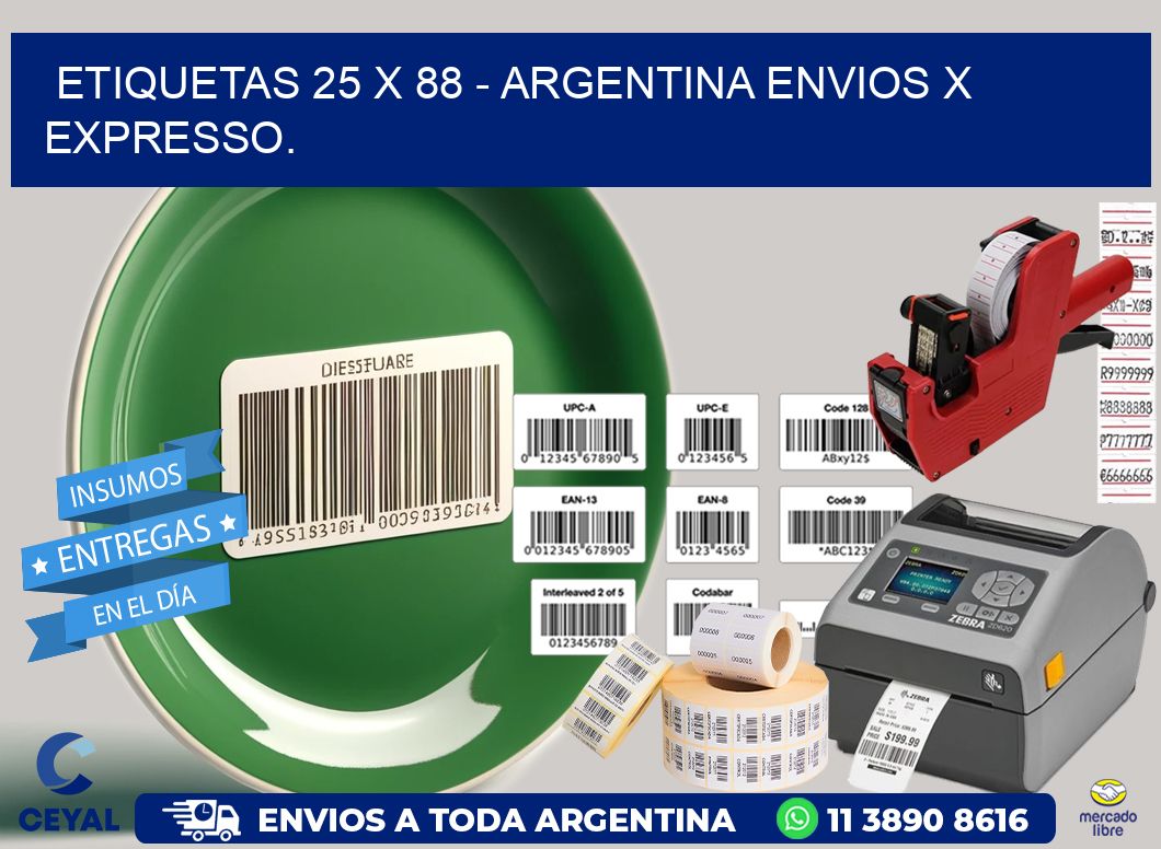 ETIQUETAS 25 x 88 – ARGENTINA ENVIOS X EXPRESSO.