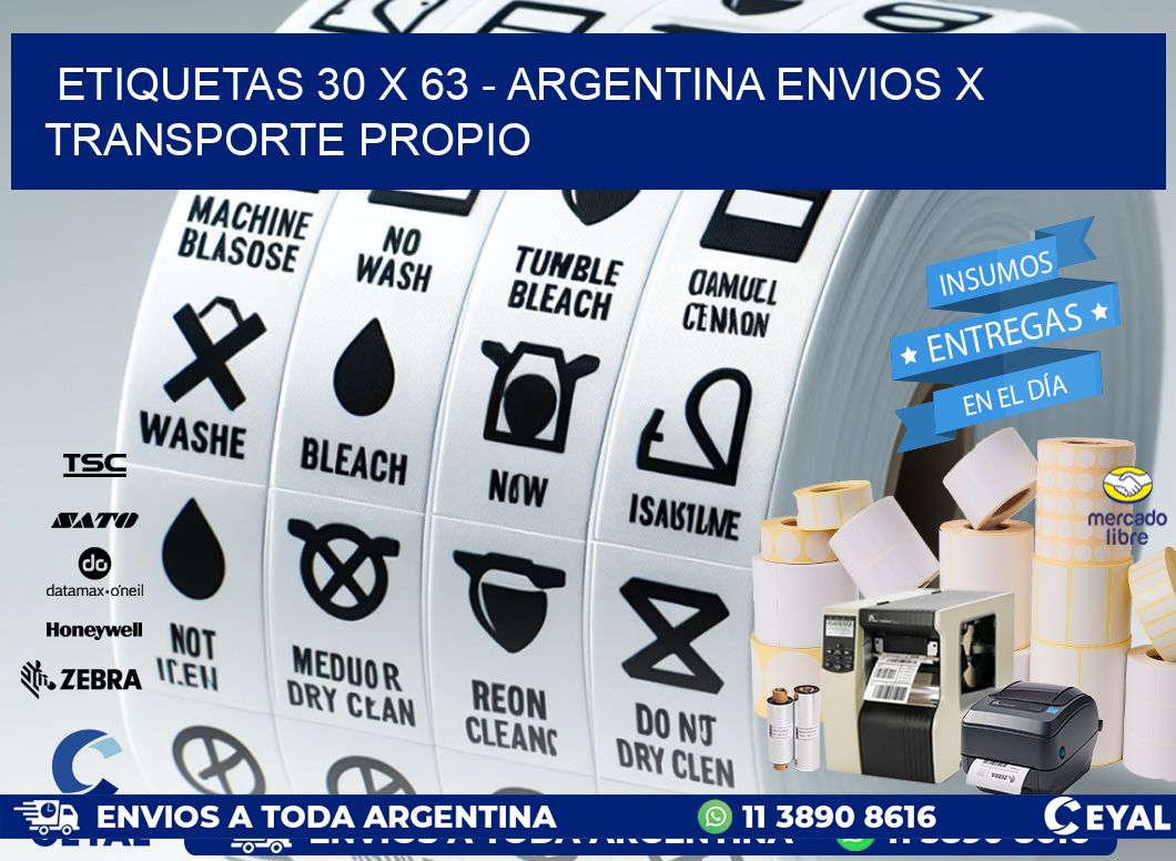 ETIQUETAS 30 x 63 - ARGENTINA ENVIOS X TRANSPORTE PROPIO