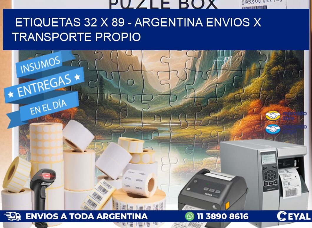 ETIQUETAS 32 x 89 - ARGENTINA ENVIOS X TRANSPORTE PROPIO