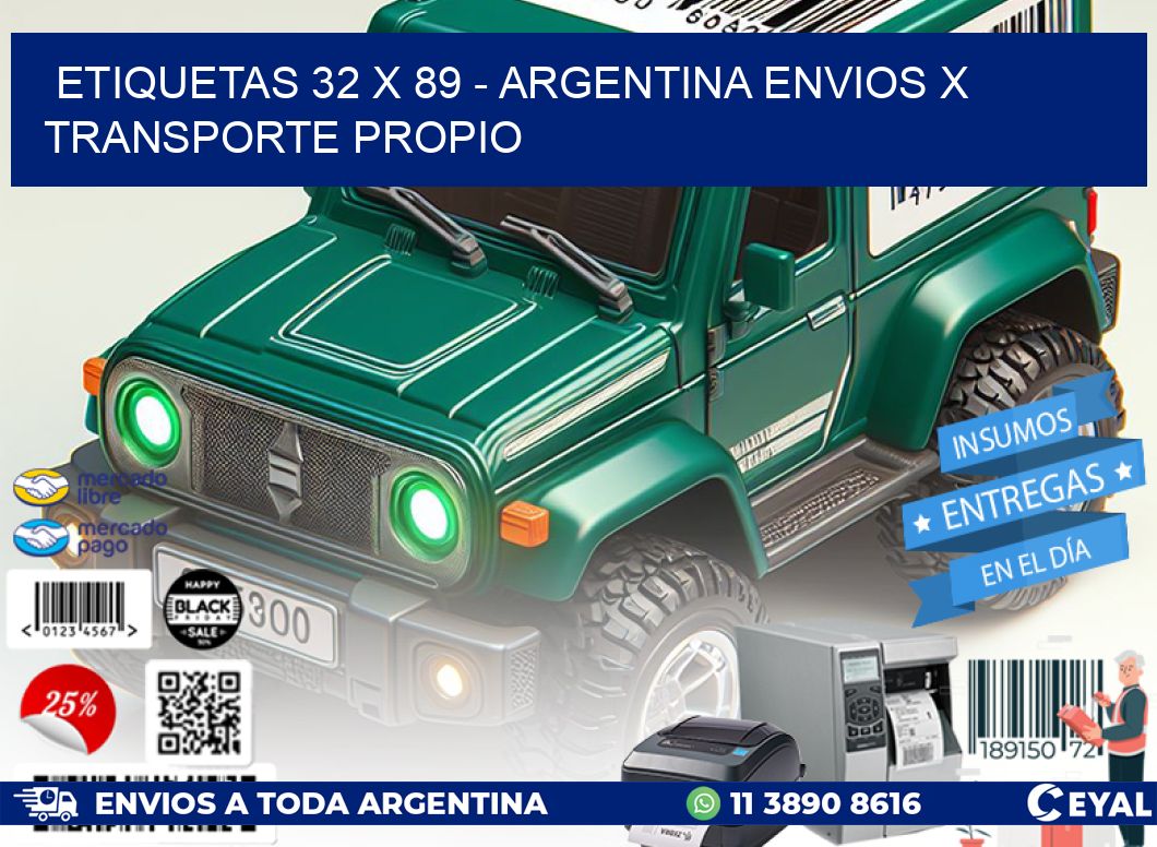 ETIQUETAS 32 x 89 – ARGENTINA ENVIOS X TRANSPORTE PROPIO