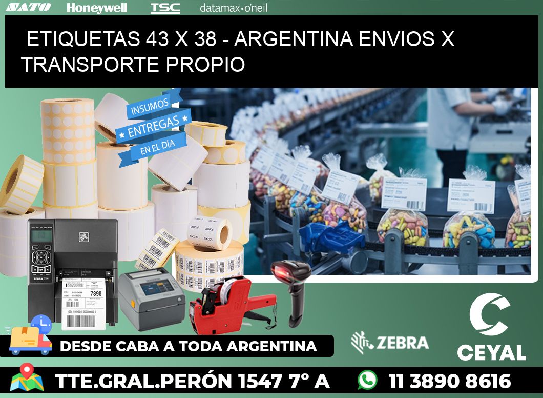 ETIQUETAS 43 x 38 - ARGENTINA ENVIOS X TRANSPORTE PROPIO