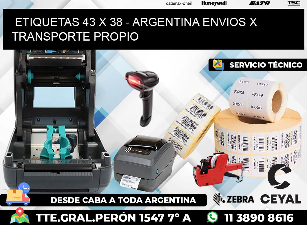 ETIQUETAS 43 x 38 - ARGENTINA ENVIOS X TRANSPORTE PROPIO