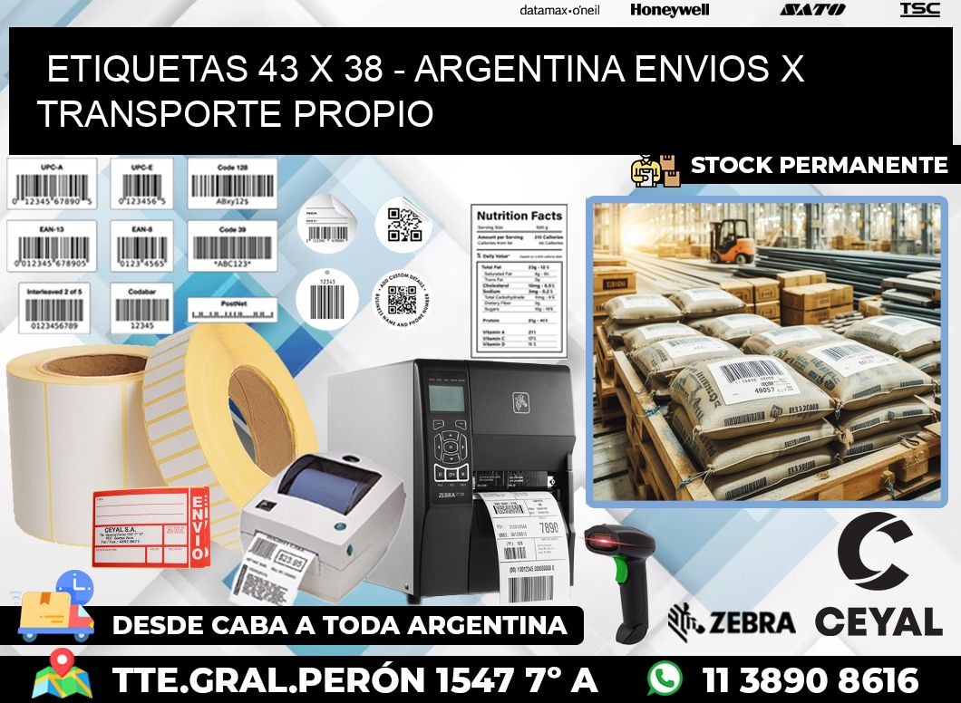 ETIQUETAS 43 x 38 – ARGENTINA ENVIOS X TRANSPORTE PROPIO