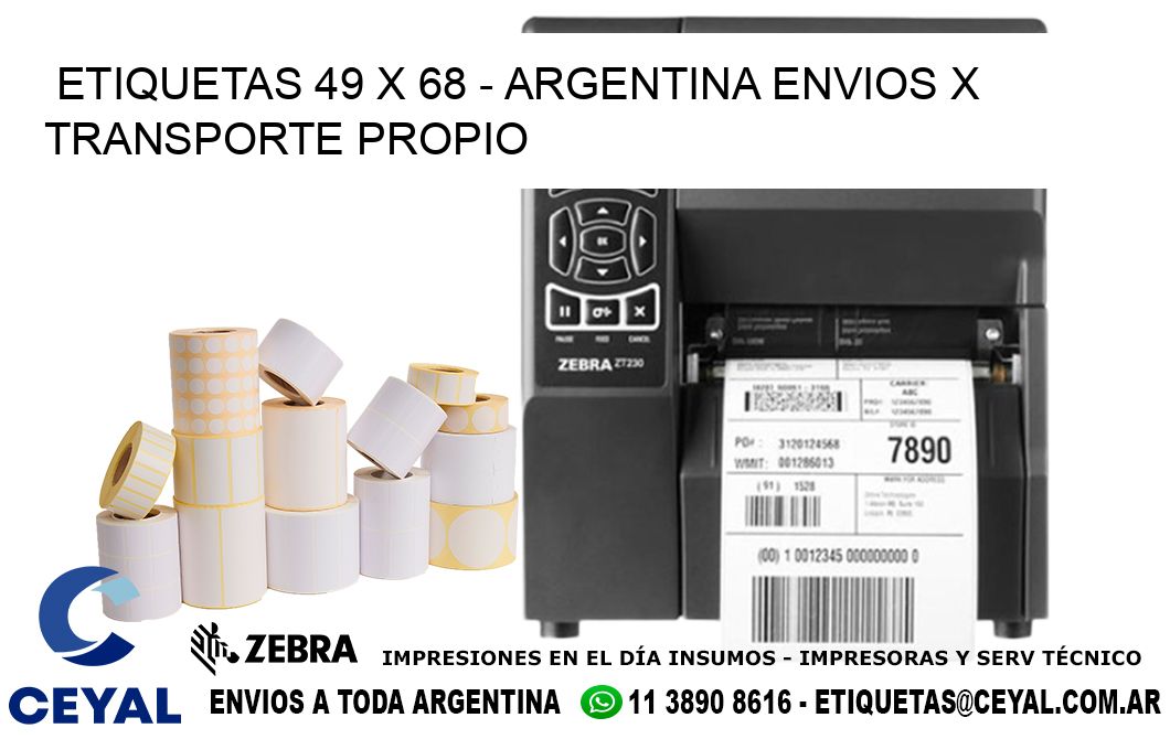 ETIQUETAS 49 x 68 - ARGENTINA ENVIOS X TRANSPORTE PROPIO