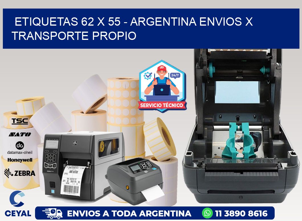 ETIQUETAS 62 x 55 - ARGENTINA ENVIOS X TRANSPORTE PROPIO