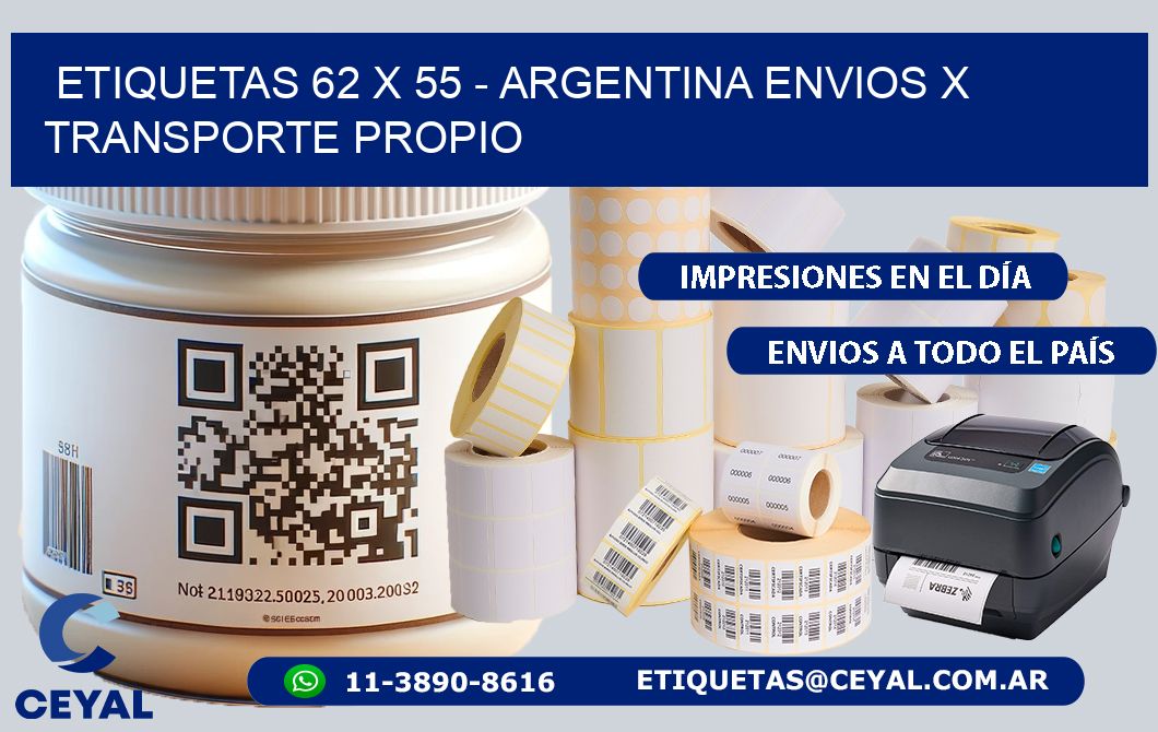 ETIQUETAS 62 x 55 - ARGENTINA ENVIOS X TRANSPORTE PROPIO