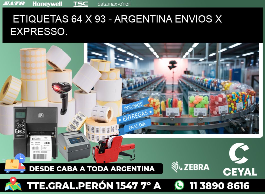 ETIQUETAS 64 x 93 - ARGENTINA ENVIOS X EXPRESSO.