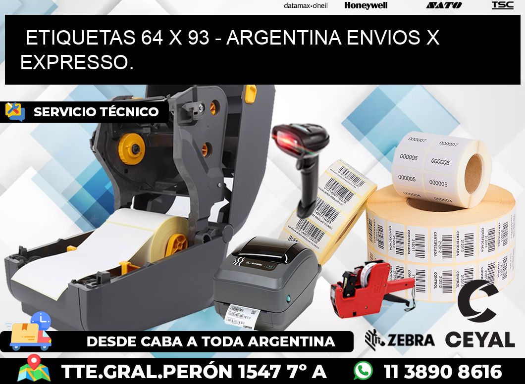 ETIQUETAS 64 x 93 - ARGENTINA ENVIOS X EXPRESSO.