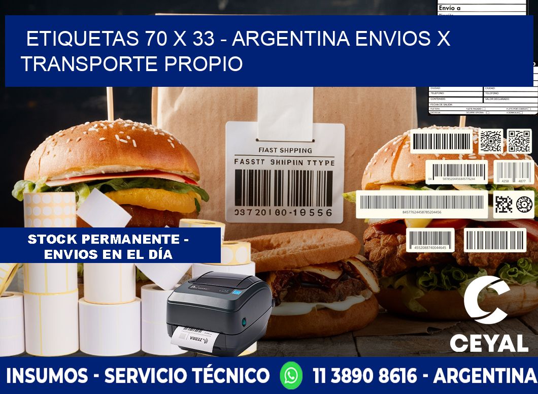 ETIQUETAS 70 x 33 - ARGENTINA ENVIOS X TRANSPORTE PROPIO