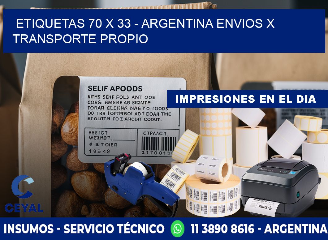 ETIQUETAS 70 x 33 - ARGENTINA ENVIOS X TRANSPORTE PROPIO