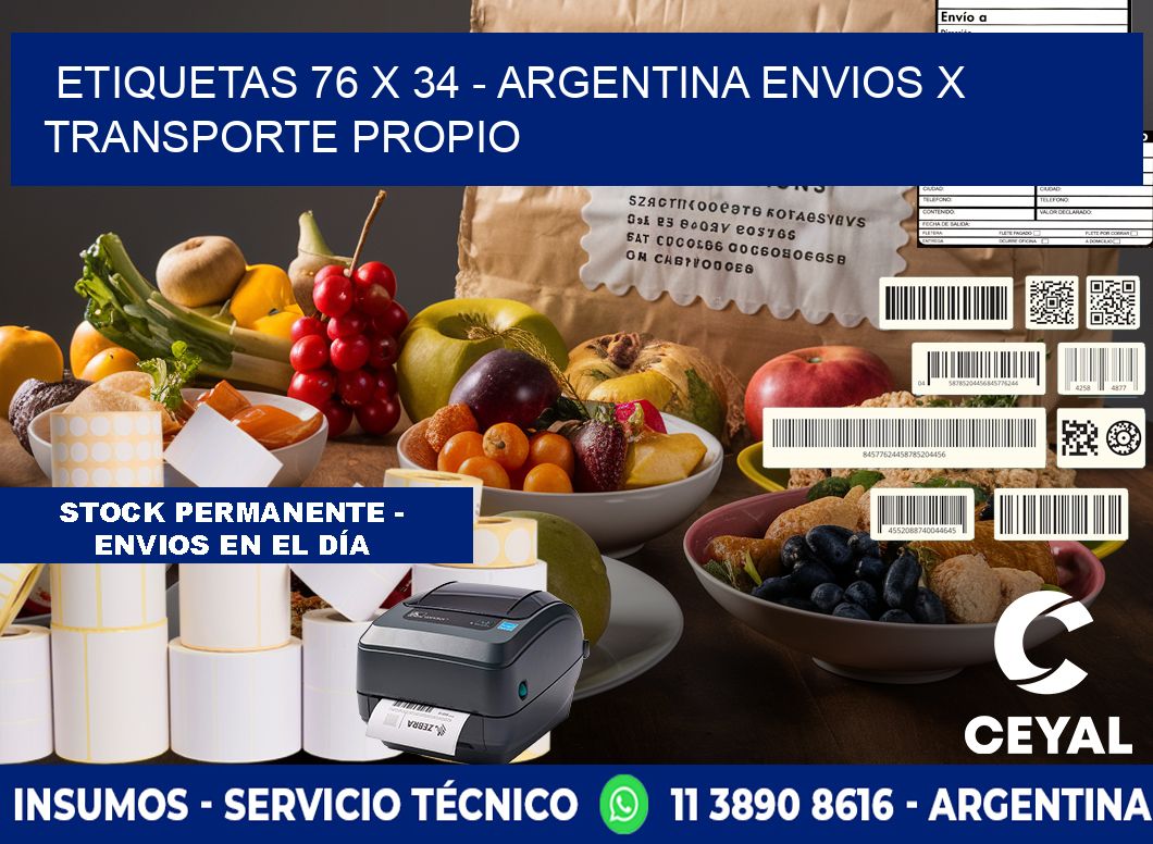 ETIQUETAS 76 x 34 - ARGENTINA ENVIOS X TRANSPORTE PROPIO